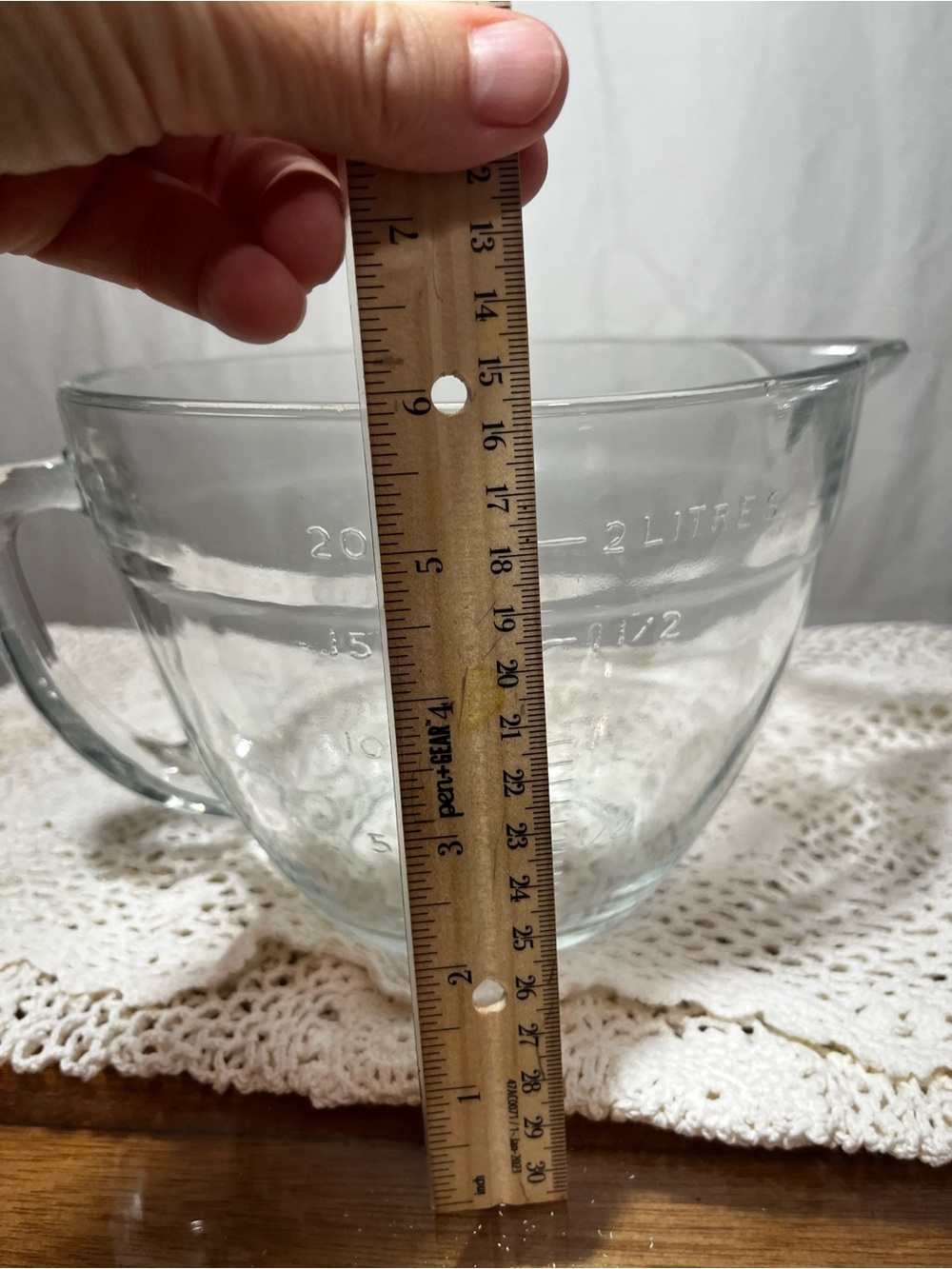 Large Glass Measuring Batter Bowl Heavy Duty 8 Cup 2 Quarts 2000ml Pour Spout - Picture 8 of 9